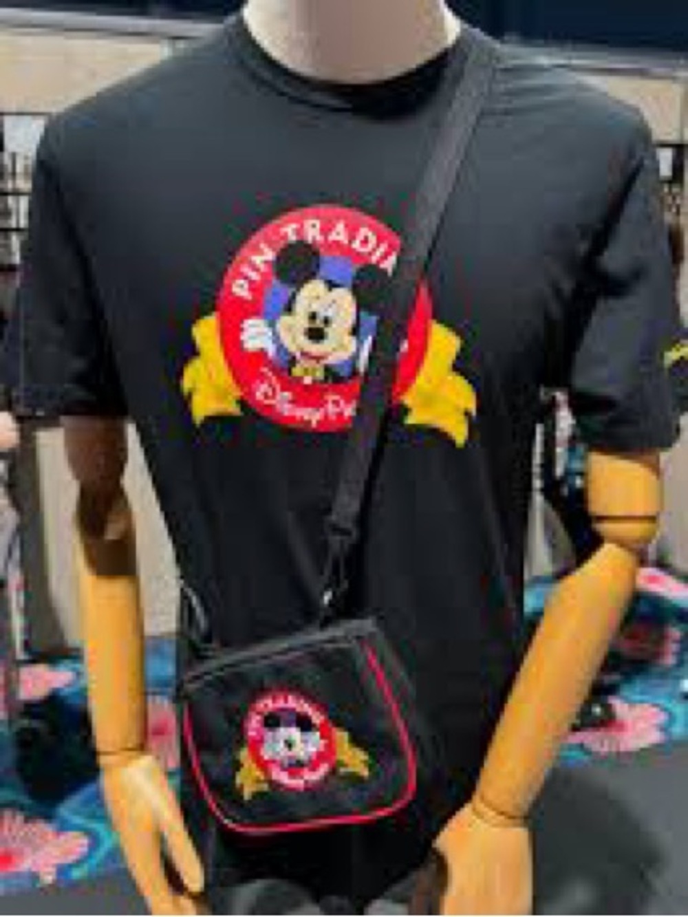 Disney Black Tee with Red Pin Trading Emblem